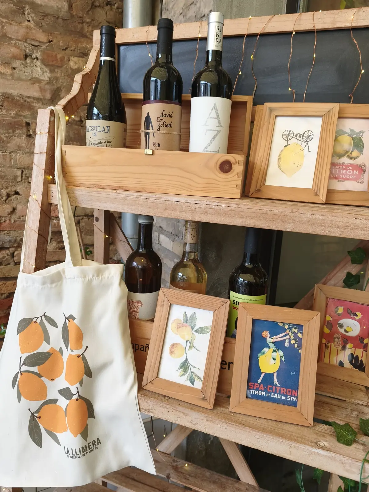 Corner with wines and prints