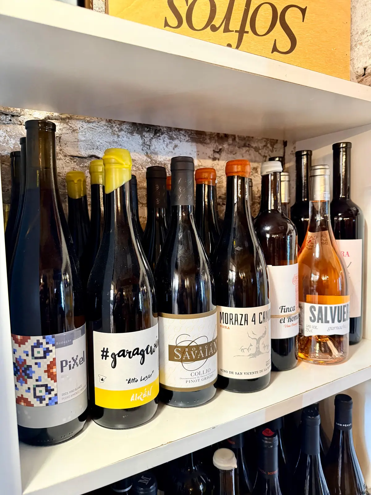 Shelf of characterful wines